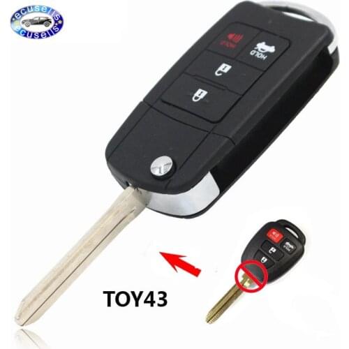 NEW 4 buttons UNCUT Switch FOLDING FLIP Blank FOB CASE SHELL REMOTE KEY FOR Toyota CAMRY with TOY43 blade
