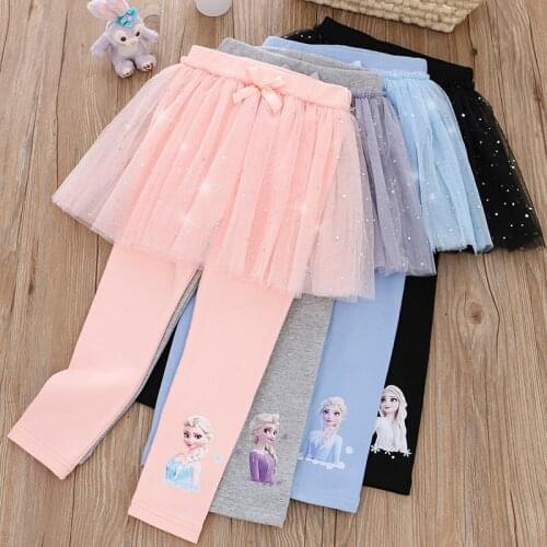 New Fashion Elsa Skirt Leggings Baby Girls Autumn Clothing Kids Frozen Leggings Girl Child Muslin Skirt Knee High Girl Socks
