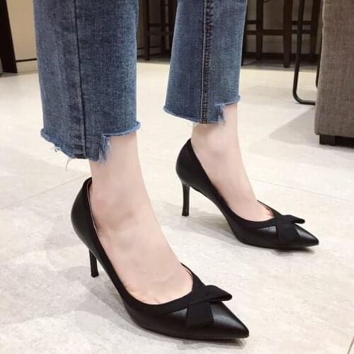 New Women Pumps Women Shoes Butterfly-Knot Sexy high heels Stiletto Party Shoes Comfort Women heels ladies Pumps Sapato W32-25