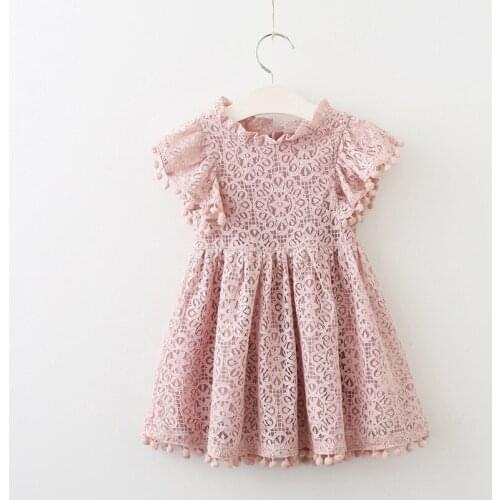 Baby Girls hollow out Summer Beach Style kids lace Dresses For Girls Vintage Clothes Toddler Girl tassel Clothing 2-7Yrs DR19102