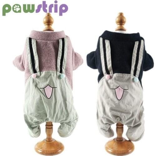 Pet Dog Clothes Autumn Winter Dog Jumpsuit With Pants Cute Printed Cotton Coats jacket for Small Dogs Fashion Solid Dog Clothing