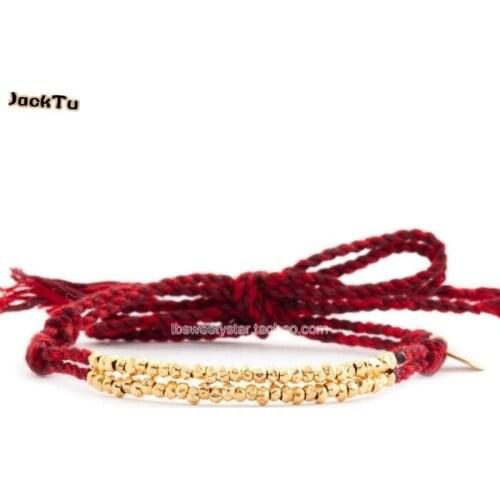 Wholesale gold nuggets darker red cotton single friendship wrap bracelet