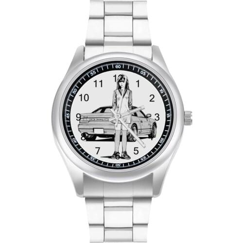 Initial D Quartz Watch Design Creative Wrist Watch Steel Cheap Business Female Wristwatch