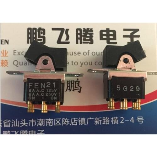 Original new 100% FEN21 6pin 2gear button rocking head and warping switch with fixed hole ON-0N 6A AC125V 6A AC250V