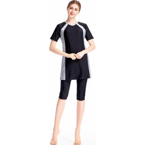 Plus Size Islamic Swimwear Women Girls Muslim Swimwear Full Cover Modest Hijab Islamic Burkinis Short Sleeve Muslim Swimwear