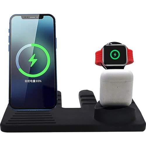 Adjustable Phone Holder 3 in 1 Desktop Charging Dock Base for iPhone 12 Series Charger Bracket for Apple Watch