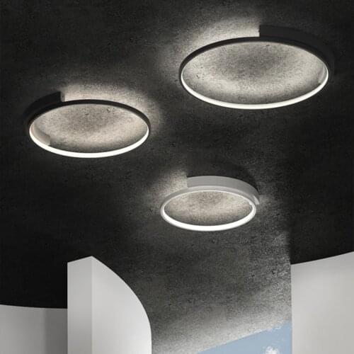 Modern Minimalist Ceiling Lamp for Bedroom Study Living Room Black Round Circle Led Chandelier Home Decoration Lighting Fixture