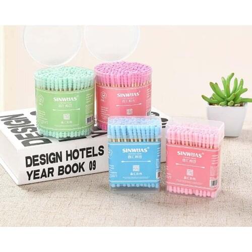 Double Head Cotton Swab Bamboo Cotton Swab Wood Sticks Disposable Buds Cotton For Beauty Makeup Nose Ears Cleaning