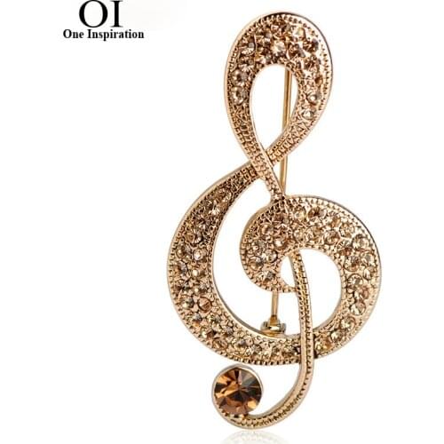 OI Stylish Large Music Note Vintage Jewelry Antique Rhinestone Brooch In Lots Broche Coroa Lady Pin Special Present