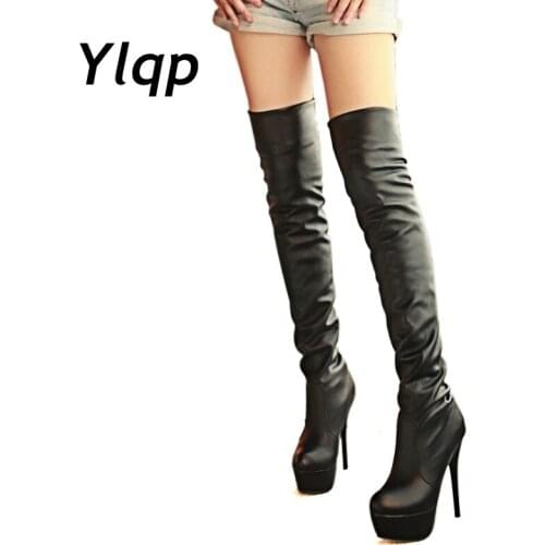 Ylqp 2019 New Women Boots Sexy Fashion Over The Knee Boots Female Sexy High Heels Boot Platform Woman Shoes Black Size 35-43