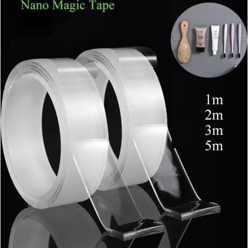 1/2/3/5m Nano Tape Reusable Double-Sided Adhesive Nano Traceless Tape Transparent Waterproof Wall Anti Slip Tape