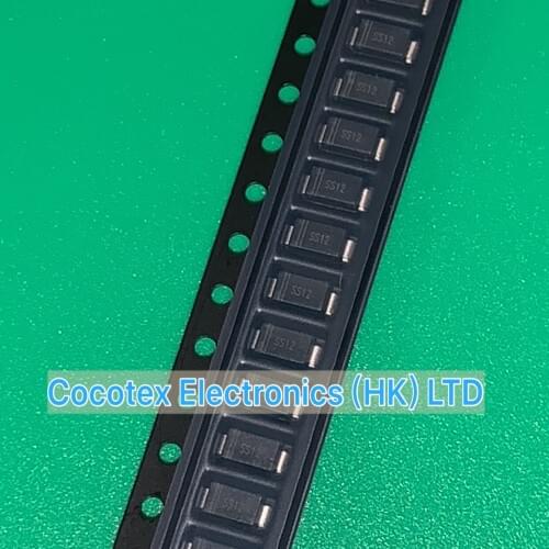 100pcs/lot SS12 T/R SMA SS12A DO-214AC 1N5817 SMD DIODE SCHOTTKY 20V 1A SS12-E3/61T IN5817