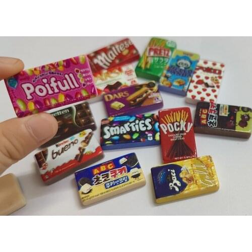 6pcs Dollhouse Miniature Food Chocolate Snacks Model for BJD Blyth Barbies Doll House Kitchen Food Toy Accessories