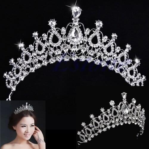 97QE Bridal Wedding Crystal Rhinestone Hair Headband Crown Comb Tiara Prom Pageant