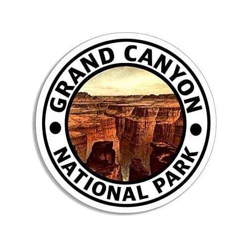 American Vinyl Round Grand Canyon National Park Sticker (Hike Travel rv az Arizona)