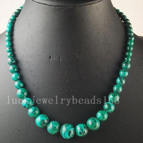 Free Shipping Fashion Jewelry Green Malachite Globe Beads Necklace 18" FG6325