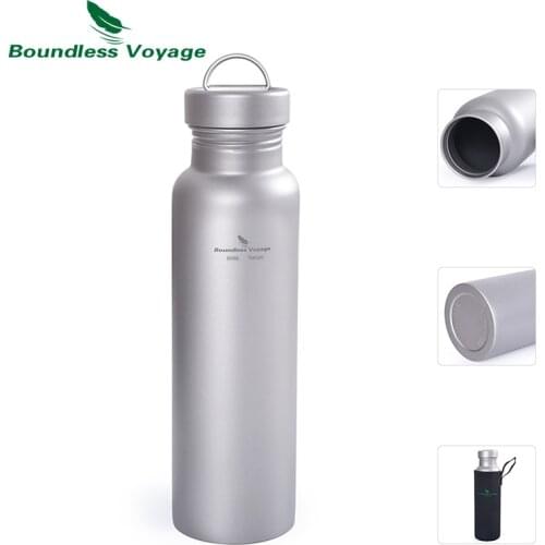 Boundless Voyage 800ml Titanium Sports Drinking Bottle Outdoor Camping Cycling Wide-mouth Water Jar with Leakproof & Lid