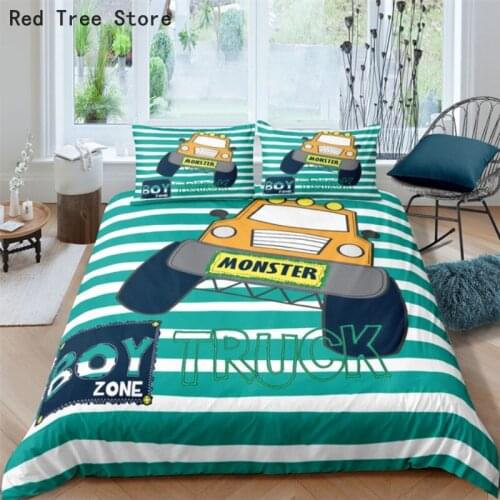 Boy Zone Truck Cars Bedding Set Cartoon 3d Duvet Cover with Pillowcase Kids Teens Quilt Covers Home Textiles King Bedroom Decor