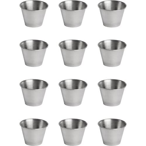 12 Pack Stainless Steel Condiment Sauce Cups Commercial Grade Tomato Sauce Cups Dipping Bowl For Home Party Drinking Supplies