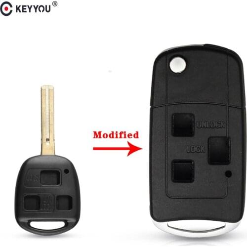KEYYOU 10pcs Remote Car Key Flip Shell Case Fob Cover for Lexus Es Rx Lx Gsfor For Toyota Land Cruiser 2/3 Button