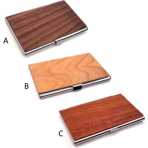 Black Walnut Businesse Card Holder Case For Men & Women,3.62 x 2.36 x 0.39 Inches Card Case