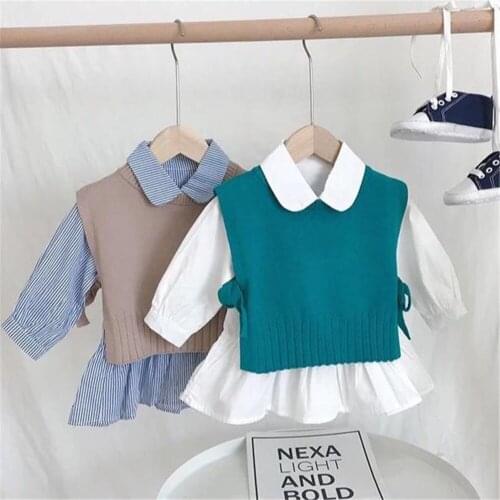 Childrens Vest Sweater Warm Soft 2021 Winter Fall Kid Tops Knitted Solid Outfits Boys Girls Outwears Sleeveless O-Neck Pullover