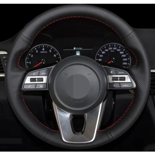 DIY Black Faux Leather Car Steering Wheel Cover For Kia K5 Optima 2018 2019 Sportage 3 2019 Forte Ceed Cee'd 2017-2019