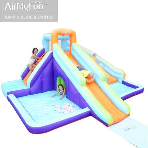 Double Water Slider Inflatable House Bouncy Castle Water Slide with Pool for Kids Park