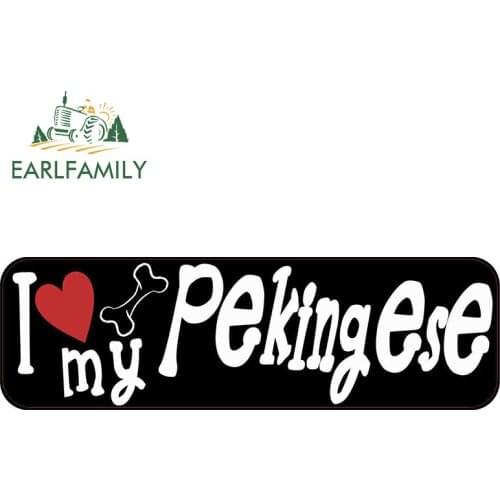 EARLFAMILY 13cm x 4cm for I Love My Pekingese Car Stickers and Decals Vinyl Material Creative Camper Scratch-proof Window Decal
