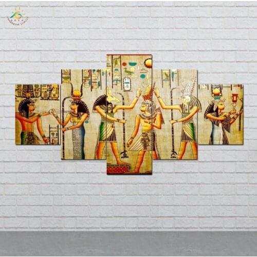 Egyptian Mural Wall Art HD Prints Canvas Art Painting Modular Picture And Vintag Poster Canvas Painting Home Decor 5 PIECES