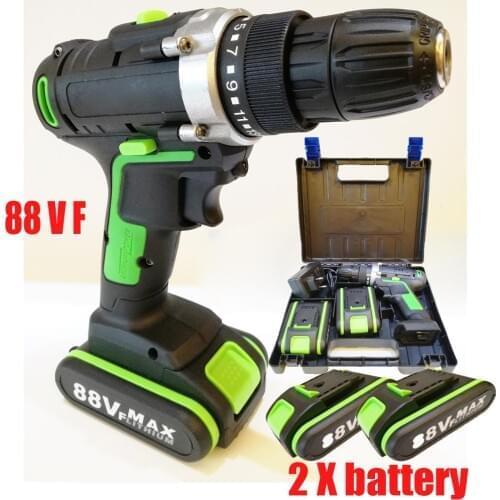 88VF Electric Drill Cordless Screwdriver Lithium Battery LED Light Mini DIY Wireless Power Driver 2-Speed Power Tools