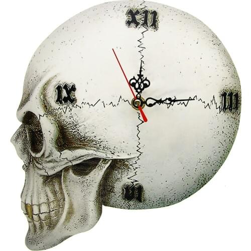 Gothic Skull Head 3D Effect Print Acrylic Wall Clock Tempore Mortis Vault Skull Halloween Home Decor Creepy Skeleton Clock Watch