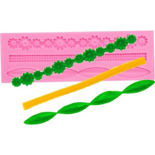 Pearl Lace Flower Bead Chain 3D Silicone Resin Mold Cake Decorating Baking Molds Fondant Sugarcrft Paste Pastry Tools