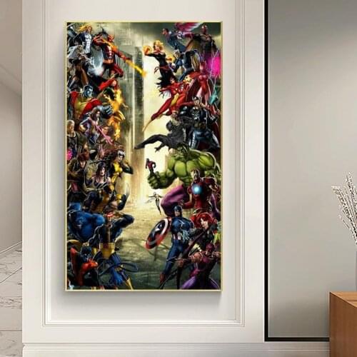 Marvel Superhero Posters and Prints Avengers Spiderman Canvas Painting Wall Art Print Canvas Kids Gifts Living Room Home Decor