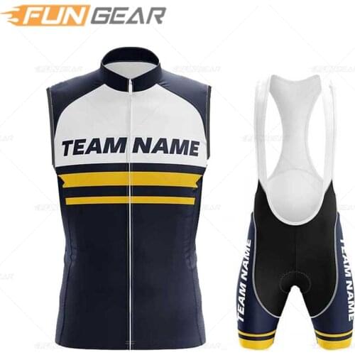 Team Cycling Clothing Custom Logo Sleeveless Jersey Set Designated Team Name Bike Tights Uniform Suit Summer Bicycle Race Wear