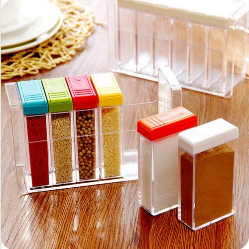 Seasoning Box Spice Jars Set Glass Cookie Jar for Bulk Cereals Plastic Sugar and Salt Organization Boxes Lids Storage with Lid