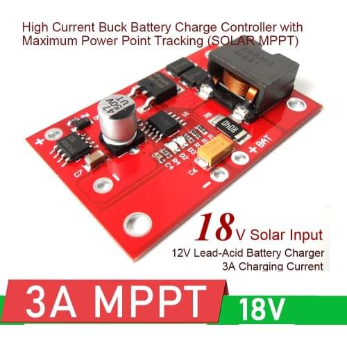 MPPT Solar Panel Controller 18V 3A Solar Power Manager Module Buck 12V Lead-acid Lithium Battery Charging Charger