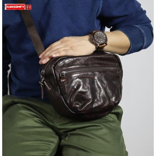 Handmade Retro Leather Chest Pack Men Shoulder Messenger Bag Male Belt Bag Amei Kacha Mens Tide Bags 2020 New Original Casual