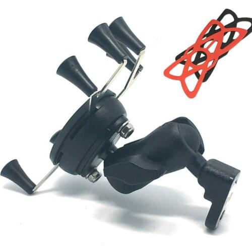 Motorcycle Rearview Mirror Mount Holder Kit Double Socket Arm 1 inch Mount for Gopro Lazy Smartphone GPS