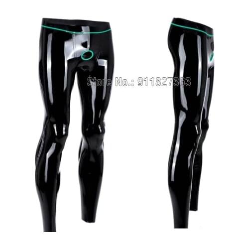 Latex Legggings Men Skinny Rubber Leggings Ring Holes Customized
