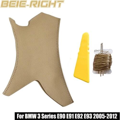 Left Right car Inner Door Handle Leather Cover Interior Parts Hand Sewing For BMW 3 Series E90 E91 2005-2012 Car Styling