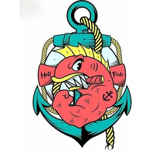 Personality Creativity car sticker Suitable for all kinds of cars HellFish Car BumperWindow Decal PVC Material waterproof 13*9cm