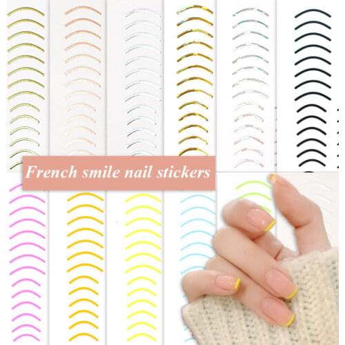 French Style Curve Stripe Lines 3D Nail Sticker Gold Silver Lines Adhesive Striping Tape Sliders For Nails Art Stickers Decals