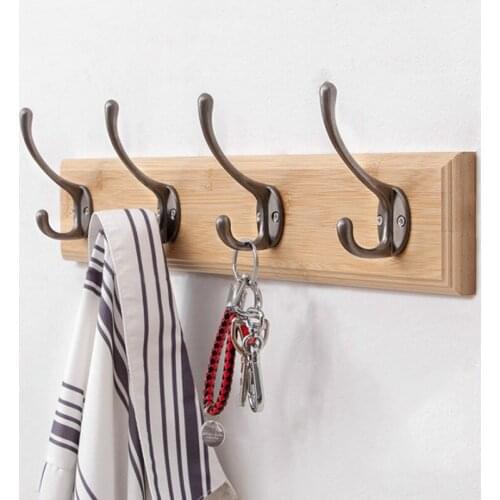 1Pc Nordic Bamboo Wall-mounted Coat Hook Rack Hallway Bathroom Door Hat Clothes Hanger Home Supplies