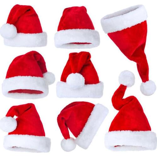 New Year Thick Plush Christmas Hat Kids Christmas Decorations For Home Santa Claus Gift Warm Winter