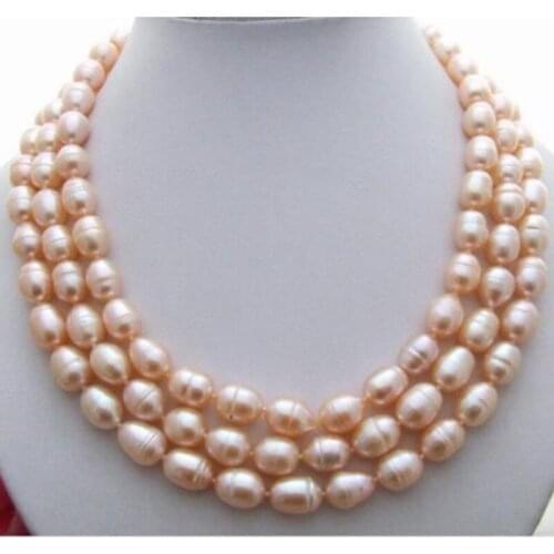 Charming fine jewelry natural Australian south sea gold pink pearl necklace 48"14K
