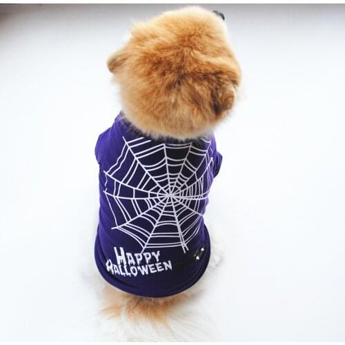 Halloween Pets Dog Clothes Spring/Autumn Polyester Small Puppy Chihuahua Vest T shirt Purple Dogs Vests Sweatshirt