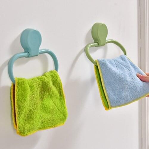 Plastic Towel Ring with Swivel Self-Adhesive Hand Towel Rack Wall Mount for Bathroom and Kitchenchen Accessories