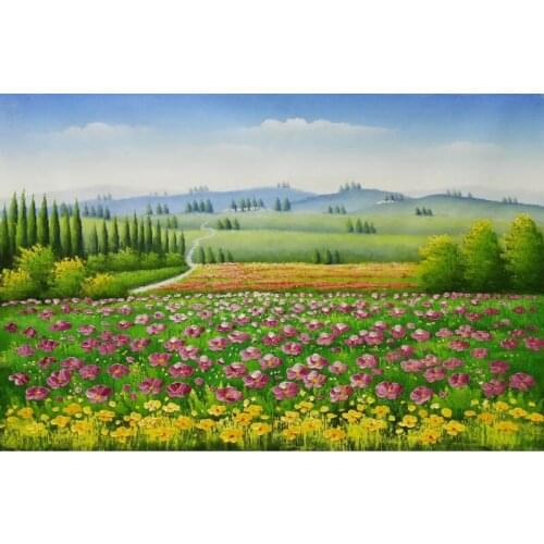 Hand Painted Knife Thick Flower Oil Painting on Canvas Beautiful flower Farm Landscape Wall Picture Painting for Living Room