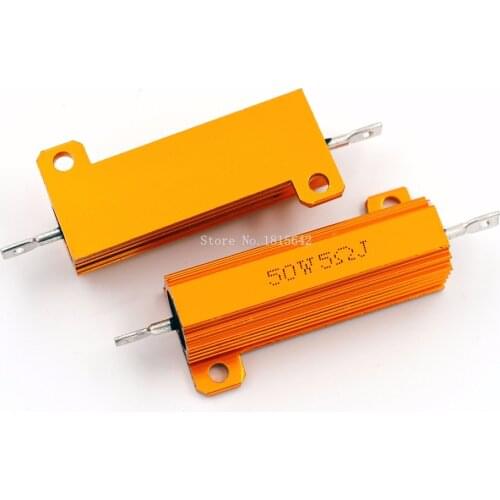 RX24 50W 5R 5RJ Metal Aluminum Case High Power Resistor Golden Metal Shell Case Heatsink Resistance Resistor 5 ohm 50w
